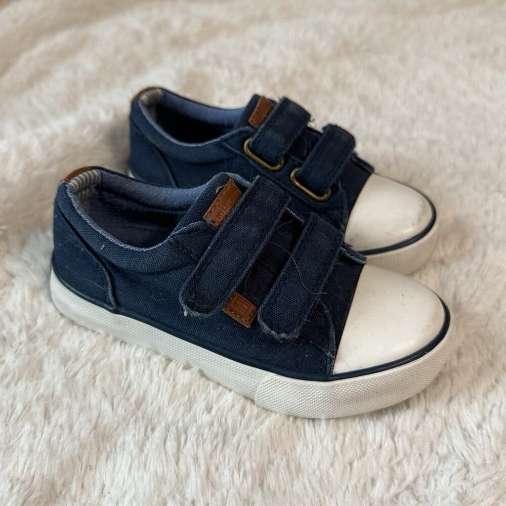 Tommy Hilfiger Navy White Hook & Loop Unisex Kids Sneaker US Size 8c
